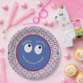 Trendy Blue and Red Digital Musterpapiertafel Pappteller (Party)