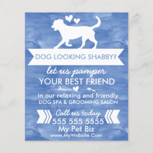 Trendy Blue and White Custom Dog Grooming Flyer