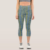 Trendy Blue and Yellow: Logos und Text personalisi Capri Leggings (Vorderseite)