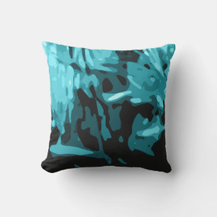 Trendy Blue Aquamarin Aqua Camouflage Abstraktes M Kissen