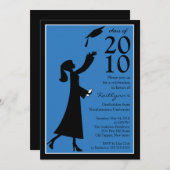 Trendy Blue & Black Abschluss Einladung (Vorne/Hinten)