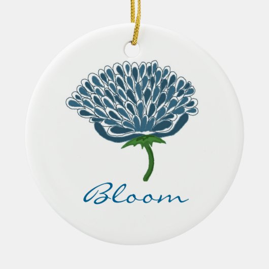 Trendy Blue Blume Keramik Ornament (Vorne)