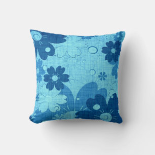 Trendy Blue Blume Vintag Kissen