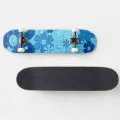 Trendy Blue Blume Vintag Skateboard (Horizontal)