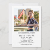 Trendy Blue Bow Coquette 2 FOTO Graduation Party Einladung (Rückseite)