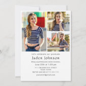 Trendy Blue Bow Coquette 4 FOTO Graduation Party Einladung (Rückseite)