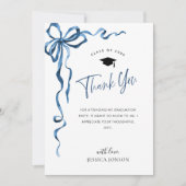 Trendy Blue Bow Coquette FOTO Abschluss Dankeskarte (Vorderseite)