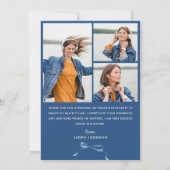 Trendy Blue Bow Ribbon 4 FOTO Abschluss Dankeskarte (Rückseite)