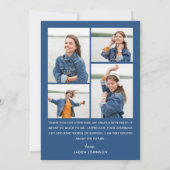 Trendy Blue Bow Ribbon 5 FOTO Abschluss Dankeskarte (Rückseite)