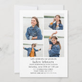 Trendy Blue Bow Ribbon 5 FOTO Graduation Party Einladung (Rückseite)