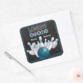 Trendy Blue Bowling Party Einladung Sticker (Umschlag)