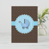 Trendy Blue & Brown Boy Baby Dusche Einladungen (Stehend Vorderseite)
