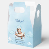 Trendy Blue Brown Teddy Bear Pilot Baby Shower Box Geschenkschachtel (Geöffnet)