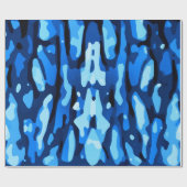 Trendy Blue Camouflage Abstraktes Muster Geschenkpapier (Flach)