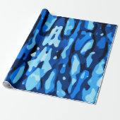 Trendy Blue Camouflage Abstraktes Muster Geschenkpapier (Ungerollt)