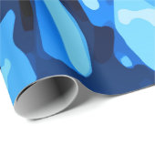 Trendy Blue Camouflage Abstraktes Muster Geschenkpapier (Rolleneckpunkt)