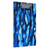 Trendy Blue Camouflage Abstraktes Muster Klemmbrett (Rechts)