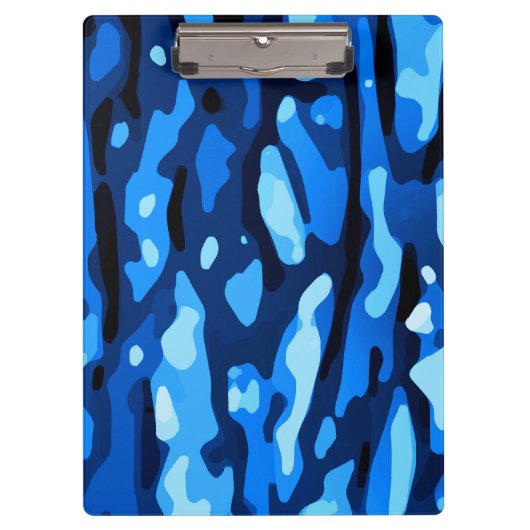 Trendy Blue Camouflage Abstraktes Muster Klemmbrett (Vorderseite)