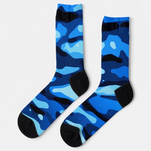 Trendy Blue Camouflage Abstraktes Muster Socken (Linkes Detail)