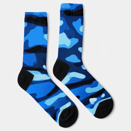 Trendy Blue Camouflage Abstraktes Muster Socken (Rechts)