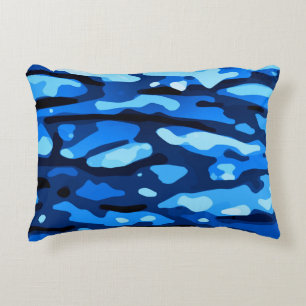 Trendy Blue Camouflage Abstraktes Muster Zierkissen