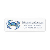Trendy Blue Crab Nautical Return Address Label (Vorne)