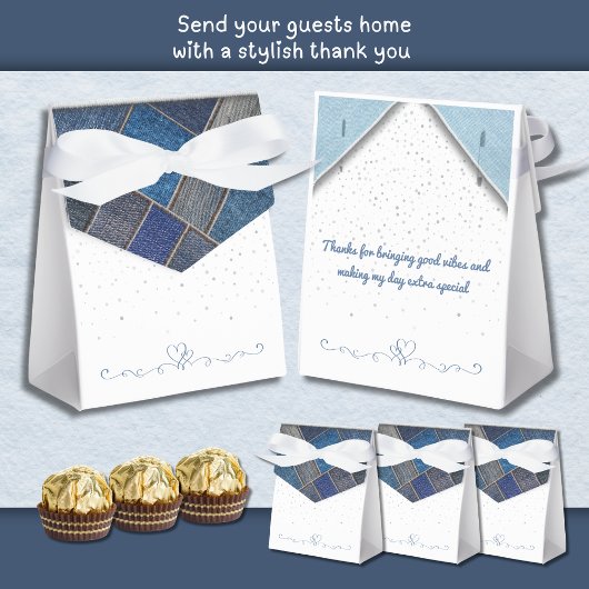 Trendy Blue Denim Birthday Party Fevor Box Geschenkschachtel