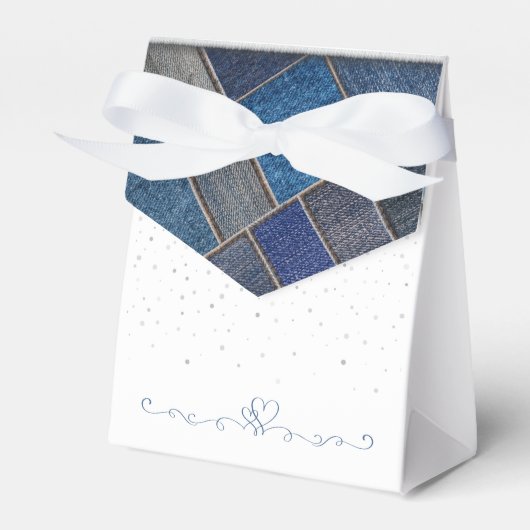 Trendy Blue Denim Birthday Party Fevor Box Geschenkschachtel (Vorderseite)