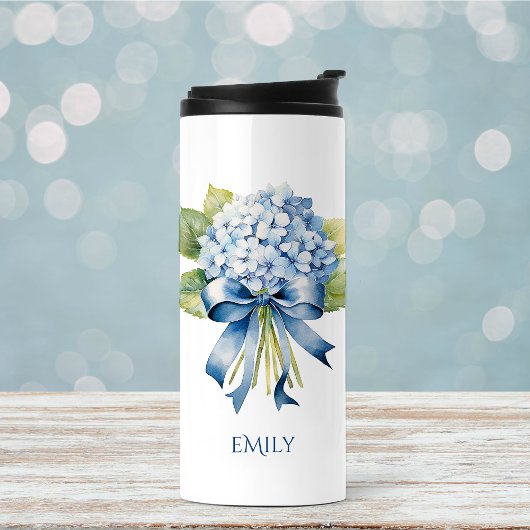 Trendy Blue Floral Bridesmaid Vorschlag Thermosbecher
