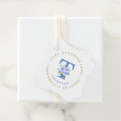 Trendy Blue Floral Circle Address Label (Beispiel)