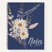 Trendy Blue Floral Classy Stilvolle Minimal Notizblock (Vorderseite)