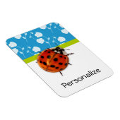 Trendy Blue Floral Ladybug mit Namen Magnet (Rechte Seite)