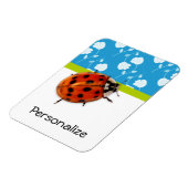 Trendy Blue Floral Ladybug mit Namen Magnet (Linke Seite)