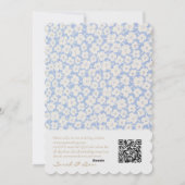 Trendy Blue Floral Wedding RSVP QR & Einladung (Rückseite)