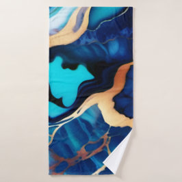 Trendy Blue Gelb Gold Imitate Marmor Badhandtuch Set