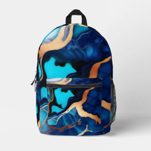 Trendy Blue Gelb Gold Imitate Marmor Bedruckter Rucksack