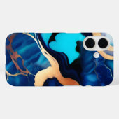 Trendy Blue Gelb Gold Imitate Marmor Case-Mate iPhone Hülle (Rückseite (Horizontal))