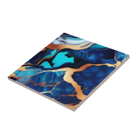 Trendy Blue Gelb Gold Imitate Marmor Fliese (Seite)