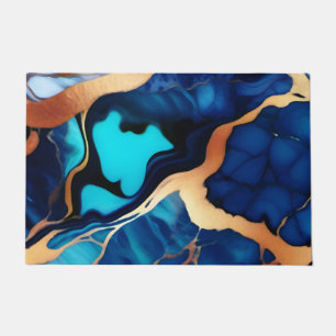 Trendy Blue Gelb Gold Imitate Marmor Fußmatte