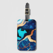 Trendy Blue Gelb Gold Imitate Marmor Gepäckanhänger (Vorderseite Vertikal)