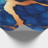 Trendy Blue Gelb Gold Imitate Marmor Geschenkpapier (Ecke)
