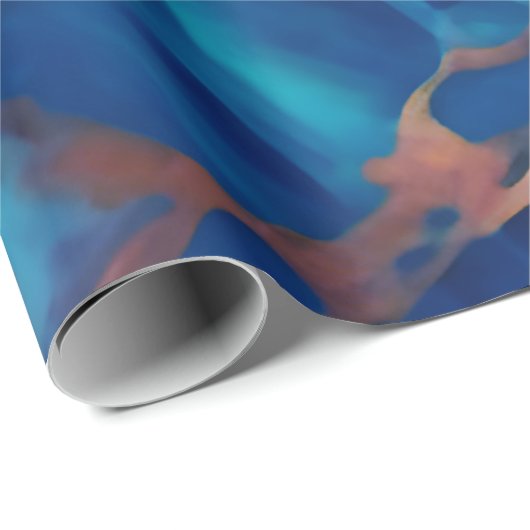 Trendy Blue Gelb Gold Imitate Marmor Geschenkpapier (Rolleneckpunkt)