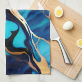 Trendy Blue Gelb Gold Imitate Marmor Geschirrtuch (Viertel Falte)