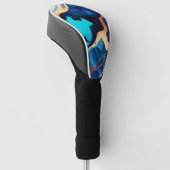 Trendy Blue Gelb Gold Imitate Marmor Golf Headcover (angewinkelt)