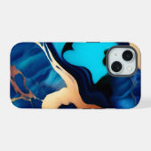 Trendy Blue Gelb Gold Imitate Marmor iPhone 15 Hülle (Rückseite (Horizontal))