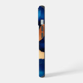 Trendy Blue Gelb Gold Imitate Marmor iPhone 15 Hülle (Linke Seite)