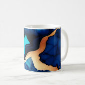 Trendy Blue Gelb Gold Imitate Marmor Kaffeetasse (VorderseiteRechts)