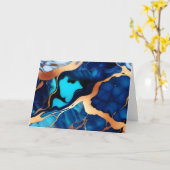 Trendy Blue Gelb Gold Imitate Marmor Karte (Gelbe Blume)