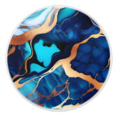 Trendy Blue Gelb Gold Imitate Marmor Keramikknauf (Vorderseite)