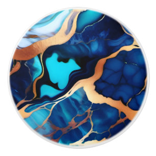 Trendy Blue Gelb Gold Imitate Marmor Keramikknauf